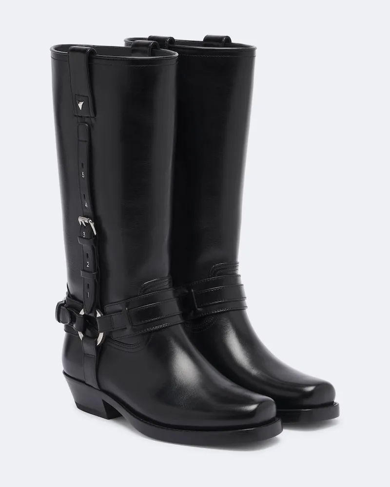Fendi Biker Boots aus Leder Schwarz