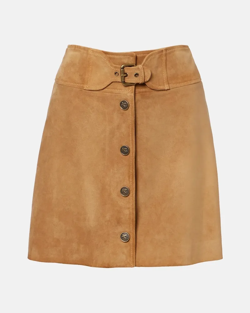 Etro Minirock aus Veloursleder Beige