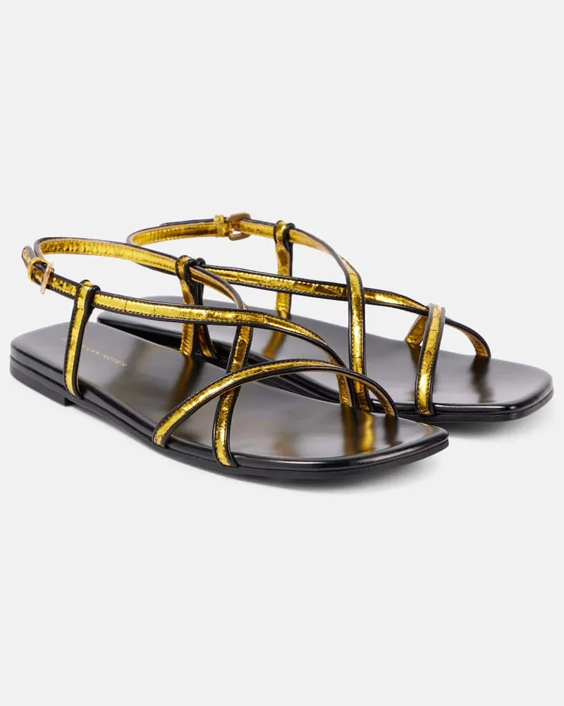 Dries van Noten Sandalen aus Metallic-Leder Gold