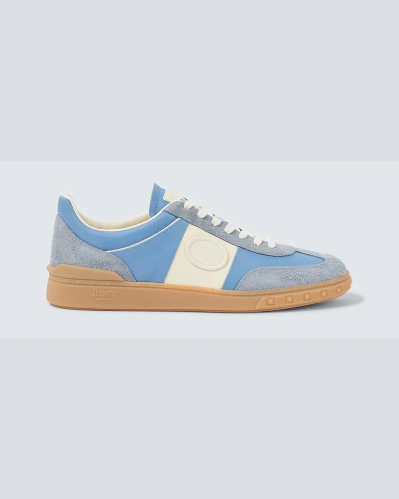 Valentino Garavani Sneakers Upvillage aus Leder mit Veloursleder Blau
