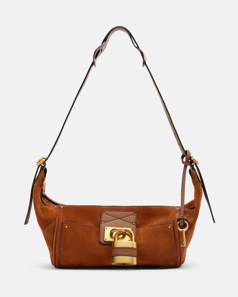 Chloé Chloé Schultertasche Paddington Small aus Veloursleder Braun