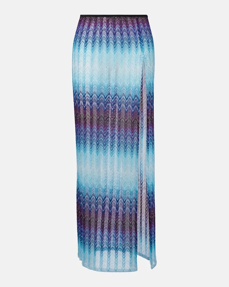 Missoni Maxirock aus Häkelstrick Blau