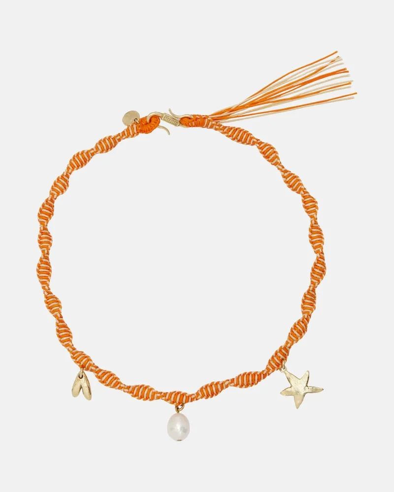 ALEMAIS Alémais Halskette Calypso aus Makramee Orange