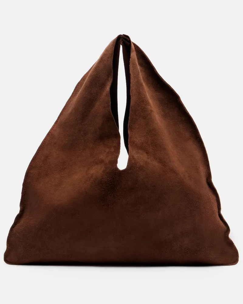 The Row Tote Bag Bindle Small aus Veloursleder Braun