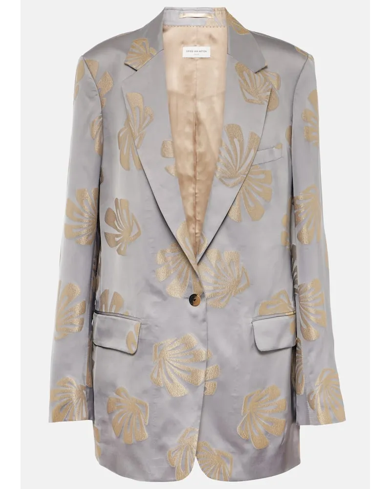 Dries van Noten Bedruckter Blazer aus Jacquard Blau