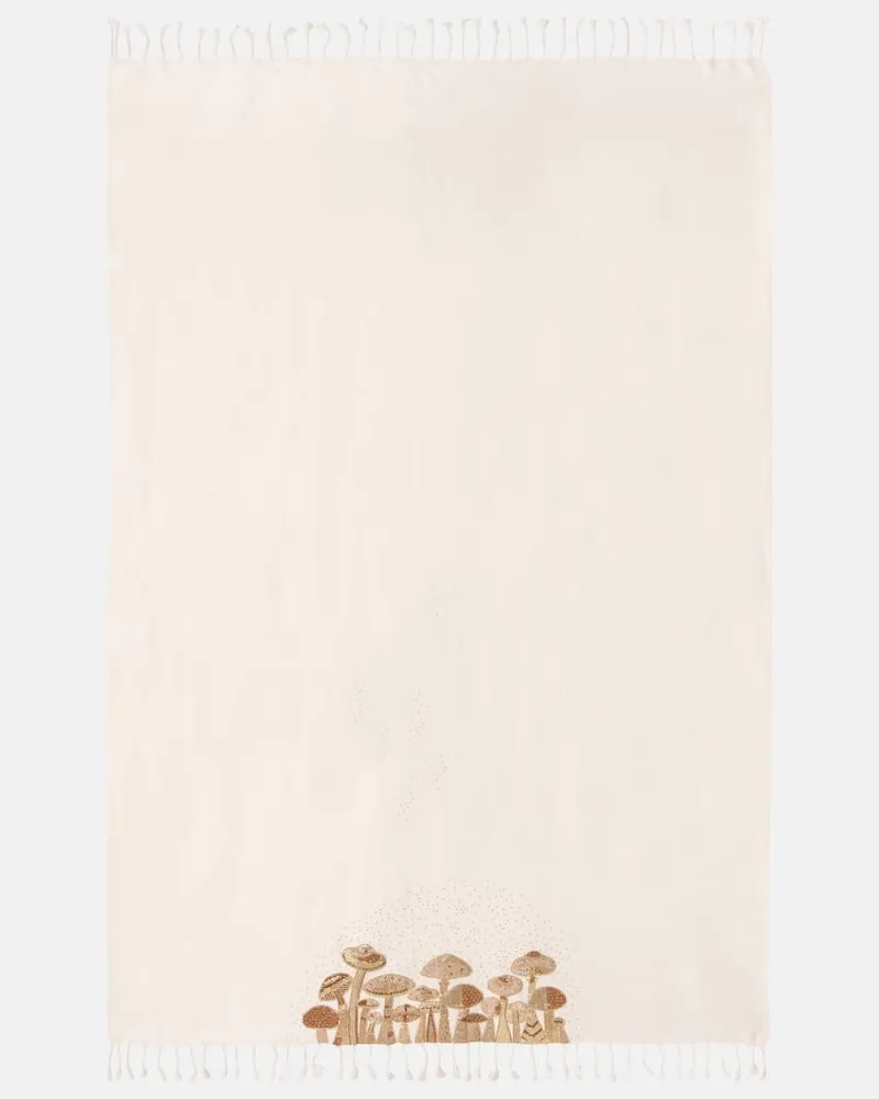 Jonathan Adler Verziertes Plaid Muse aus Wolle Weiß