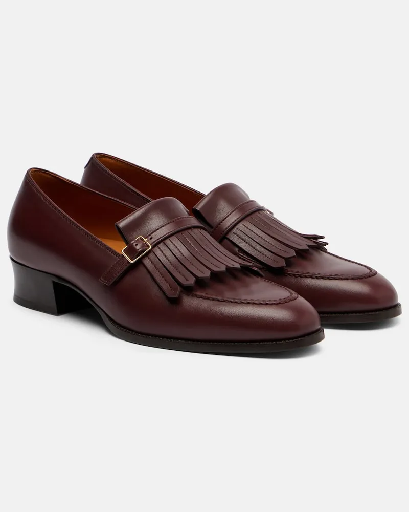 Loro Piana Loafers Pennan aus Leder Burgunderrot