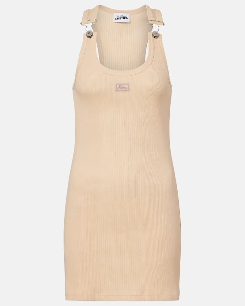 Jean Paul Gaultier Minikleid aus Rippstrick Beige