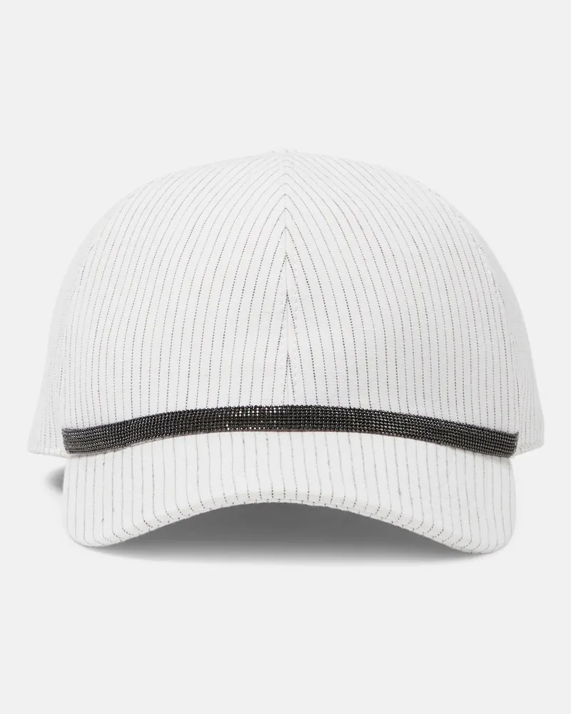 Brunello Cucinelli Baseballcap aus Leinen und Baumwolle Weiß