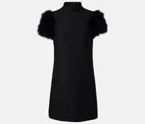 Minikleid aus Crepe Couture mit Federn