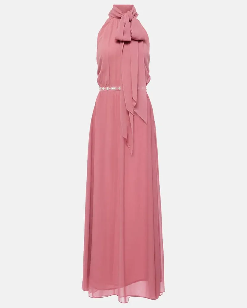 Max Mara Robe aus Seide mit Kristallen Rosa