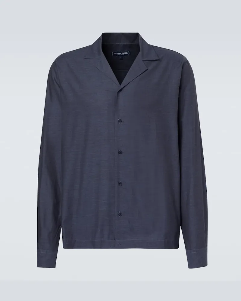 Frescobol Carioca Hemd Safra aus Baumwollflanell Blau
