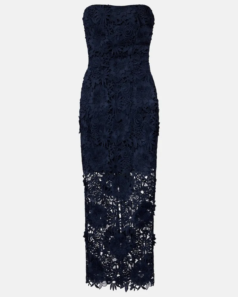 ROTATE Birger Christensen Midikleid aus Spitze Blau