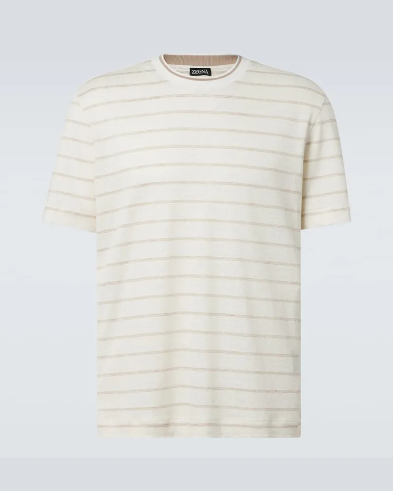 Ermenegildo Zegna T-Shirt aus einem Leinengemisch Weiß