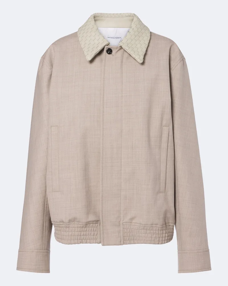 Bottega Veneta Blouson aus Wolle mit Leder Beige