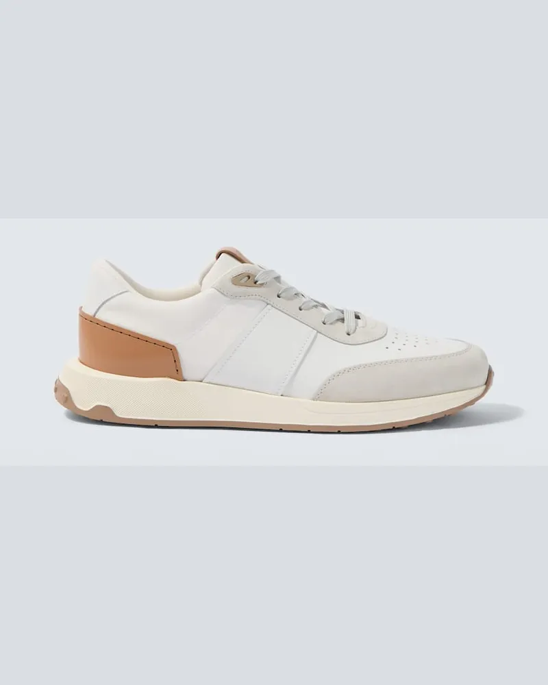 TOD'S Sneakers aus Leder und Veloursleder Weiß