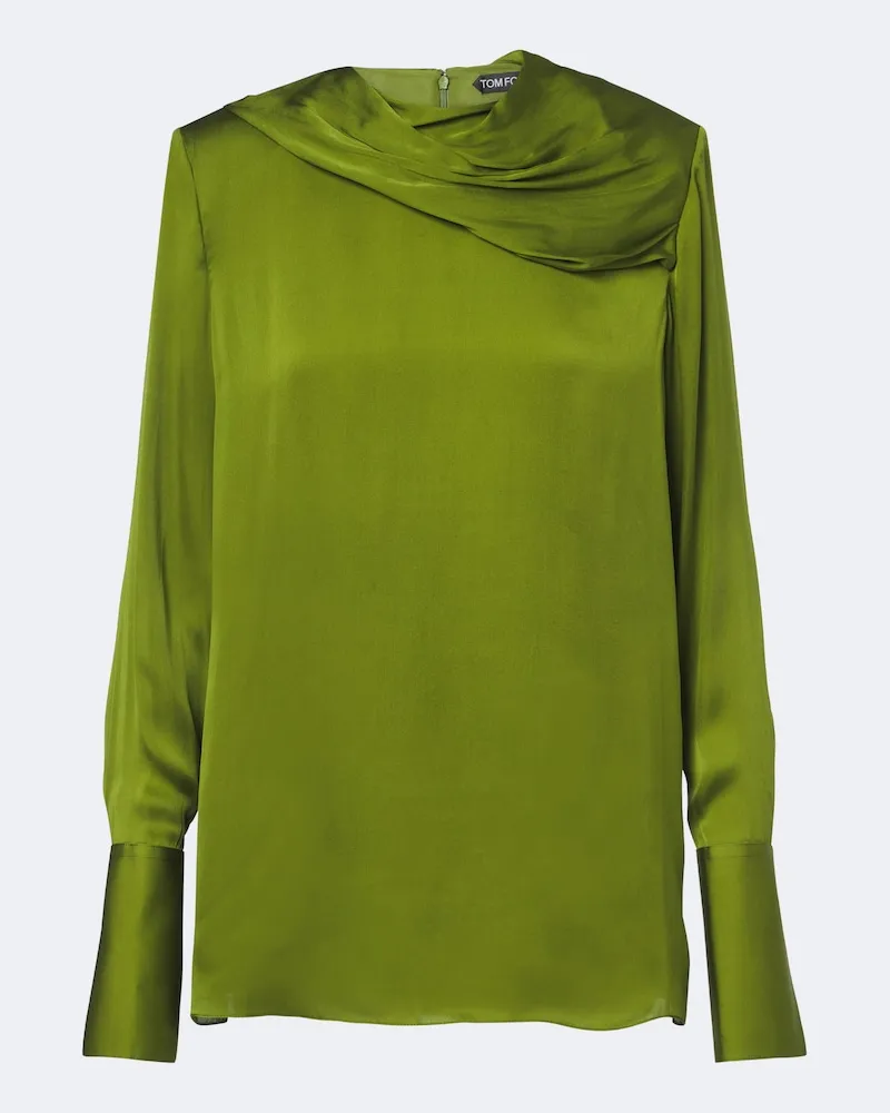 Tom Ford Top aus Seidensatin Grün