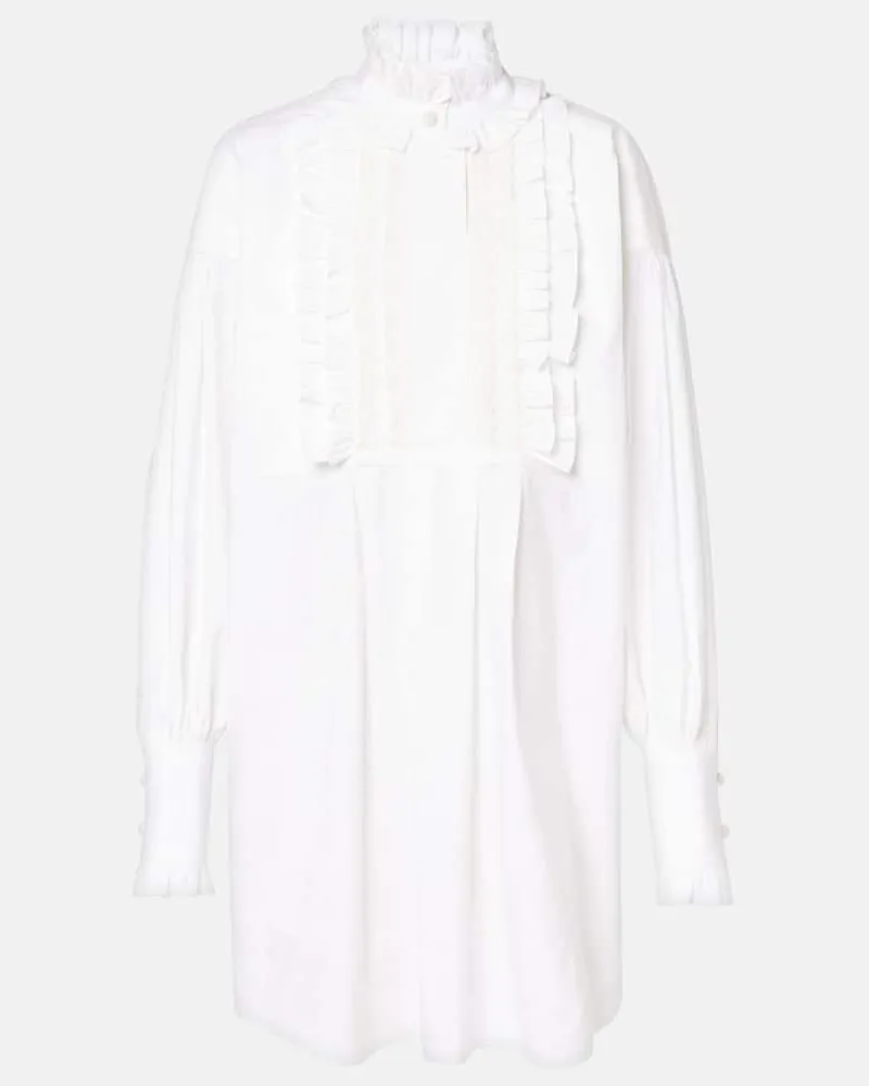 Valentino Garavani Minikleid aus Baumwolle, Leinen und Seide Weiß