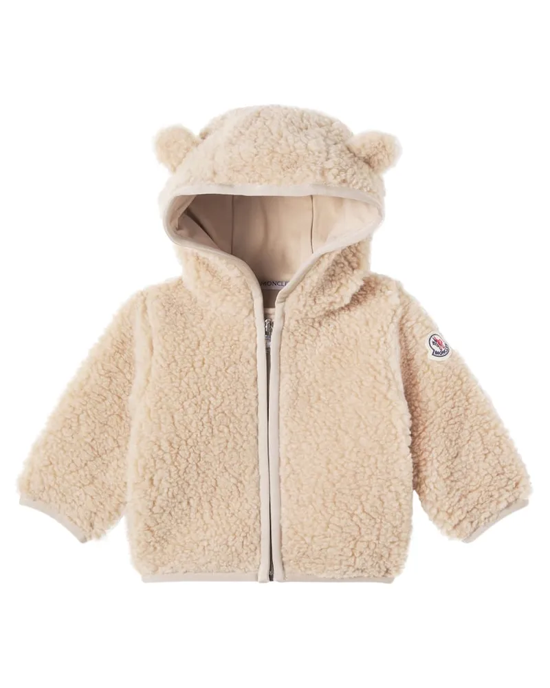 Moncler Baby Kapuzenjacke aus Teddyfleece Beige