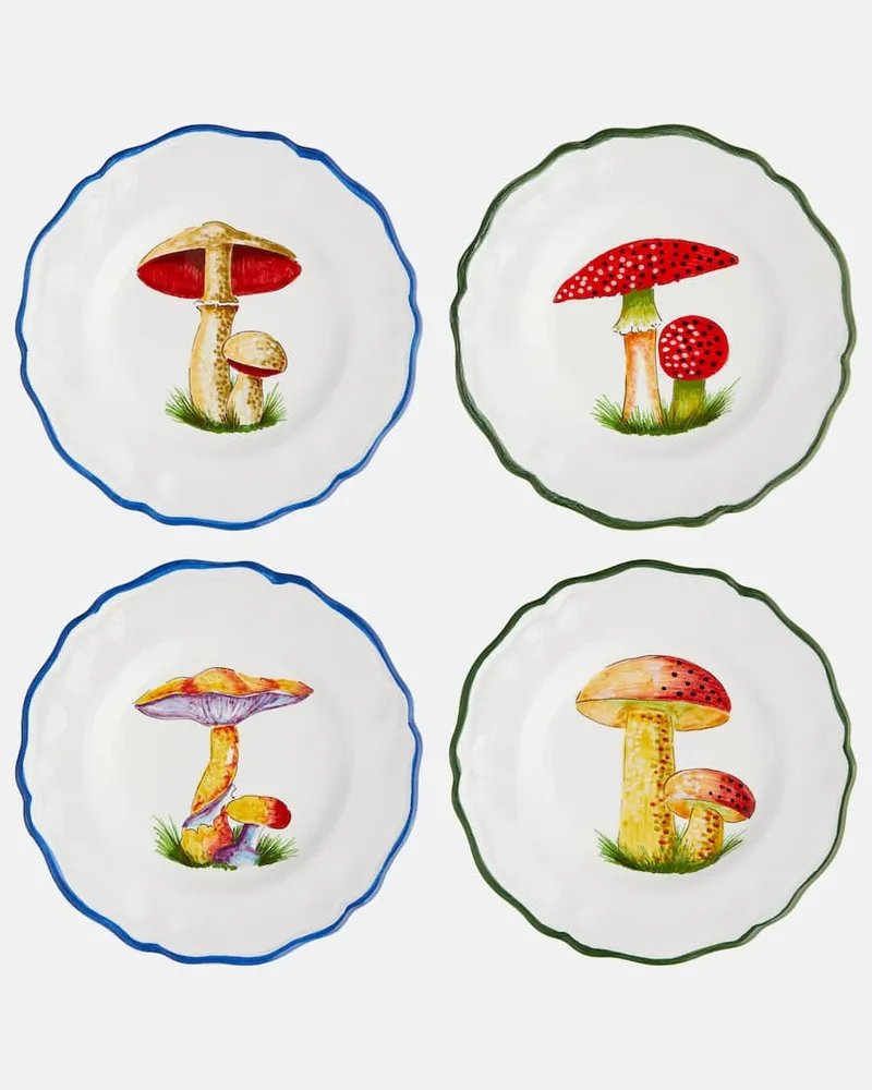 Les-Ottomans Set Mushroom aus vier Beilagentellern Multicolor