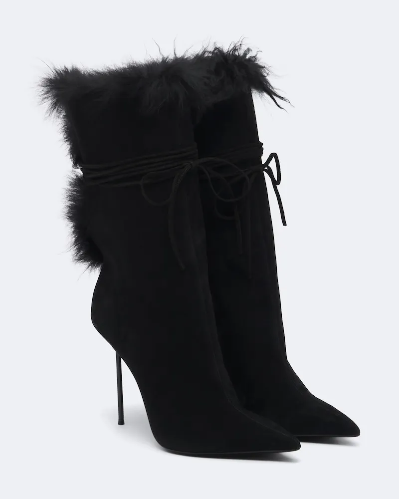 Paris Texas Ankle Boots Lidia mit Shearling Schwarz
