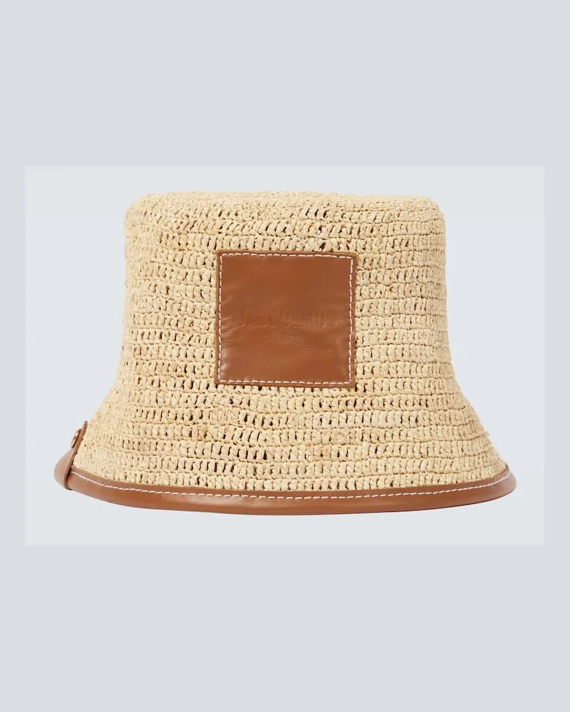 Jacquemus Hut Le Bob Soli aus Raffiabast Neutral