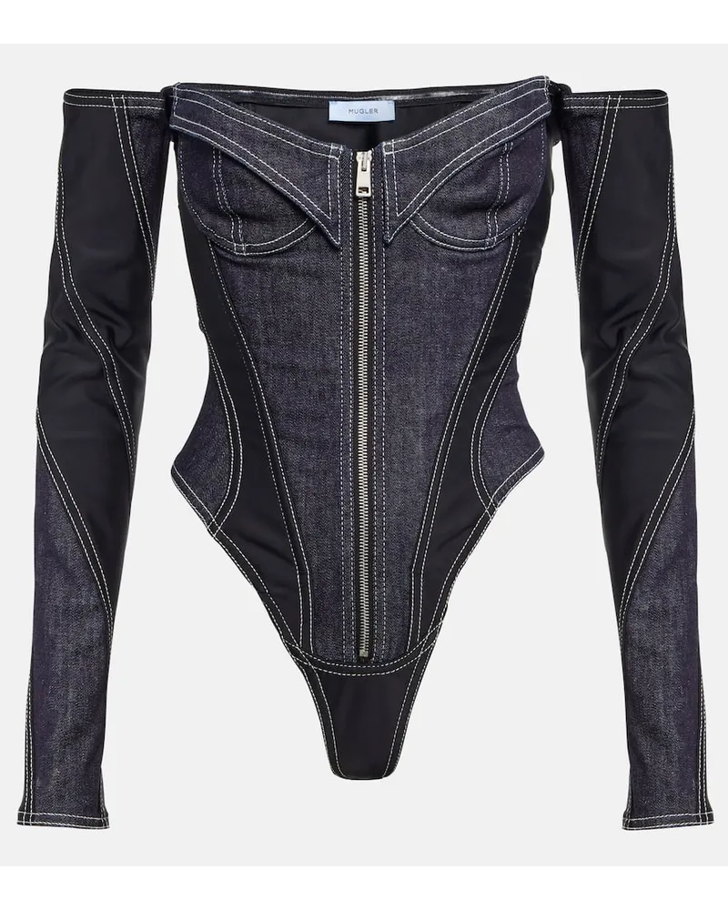 Thierry Mugler Body aus Denim Blau