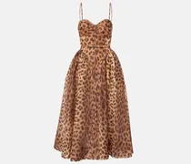 Midikleid Crush aus Leinen und Seide