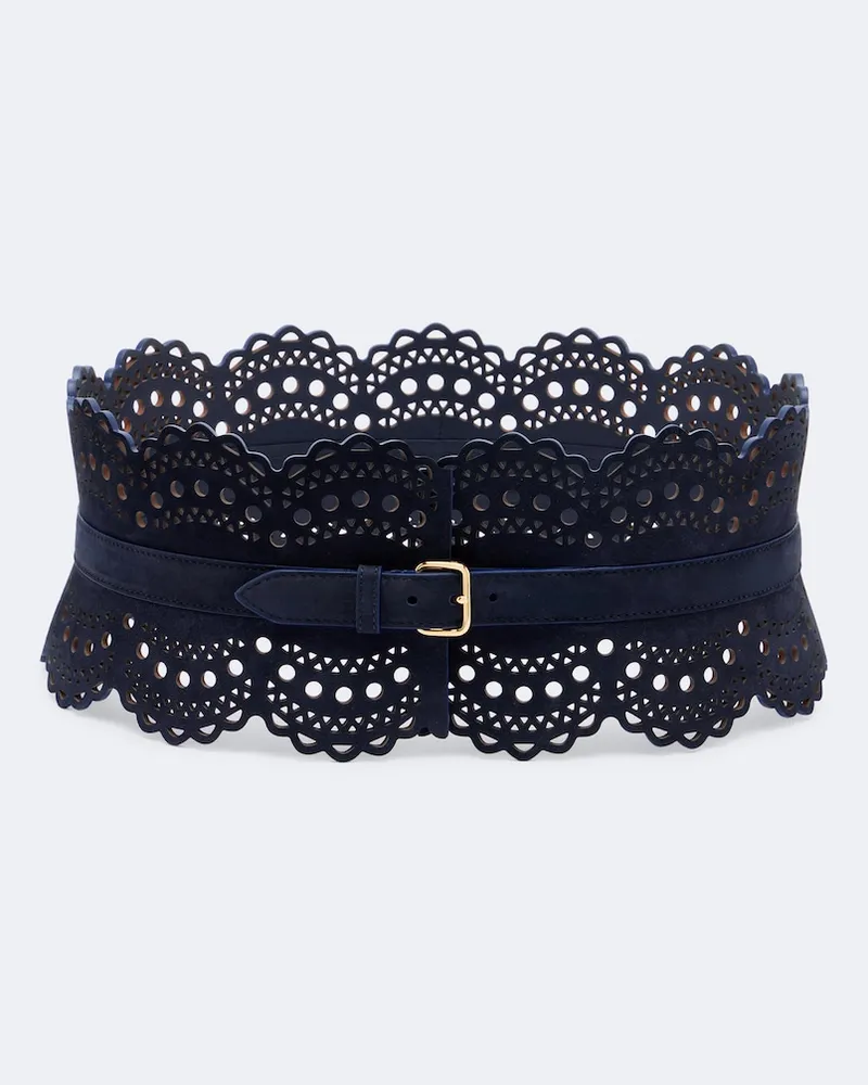 Alaïa Alaïa Gürtel Corset aus Veloursleder Blau