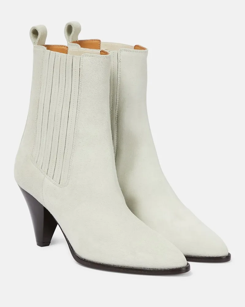 Isabel Marant Ankle Boots Reliane aus Veloursleder Weiß
