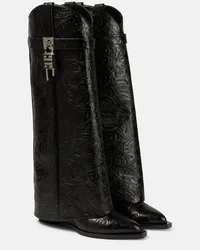 Givenchy Stiefel Shark Lock Cowboy aus Leder Schwarz