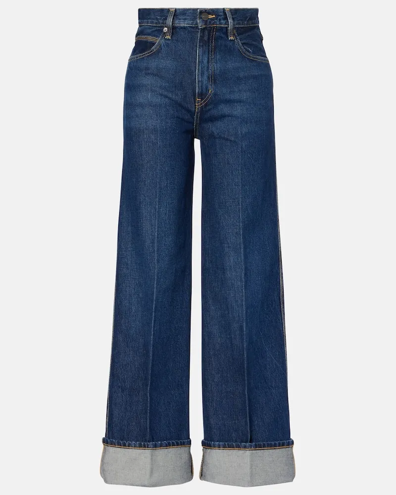 Frame Denim High-Rise Wide-Leg Jeans The Cuffed Wide Blau