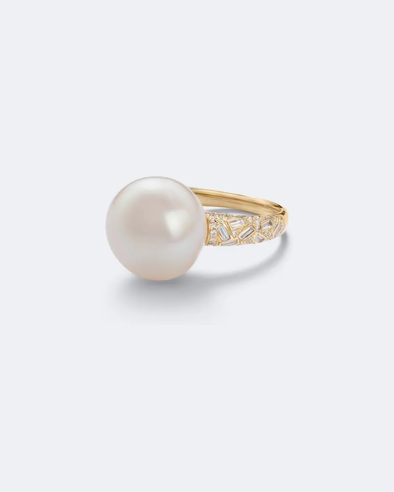 Suzanne Kalan Ring aus 18kt Gelbgold mit Diamanten und Perle Gold