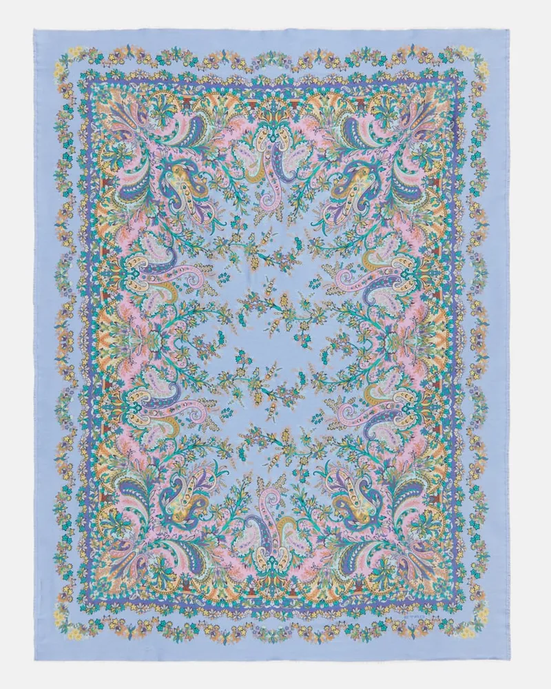 Etro Plaid Iris aus Wolle Blau