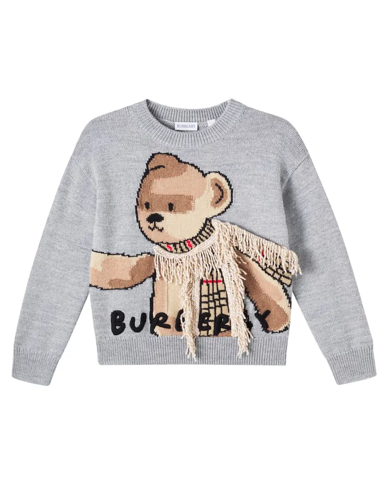 Burberry Pullover Thomas Bear aus Wolle Grau