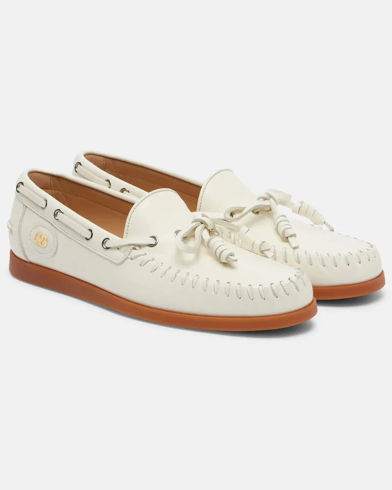 Valentino Garavani Segelschuhe Palm Avenue VLogo aus Leder Weiß