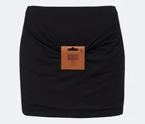 Minirock aus Jersey mit Leder