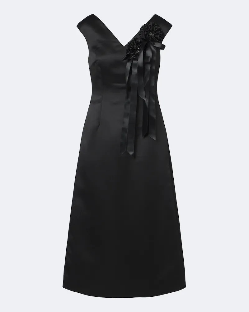 Simone Rocha Midikleid aus Satin Schwarz