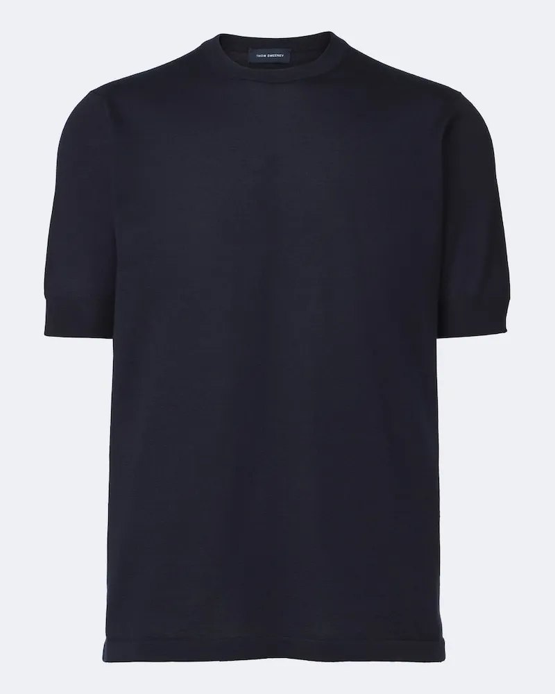 Thom Sweeney Pullover aus Kaschmir und Seide Blau