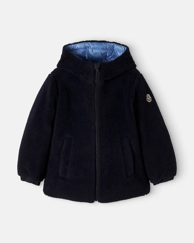 Moncler Wendbare Daunenjacke mit Teddyfleece Blau