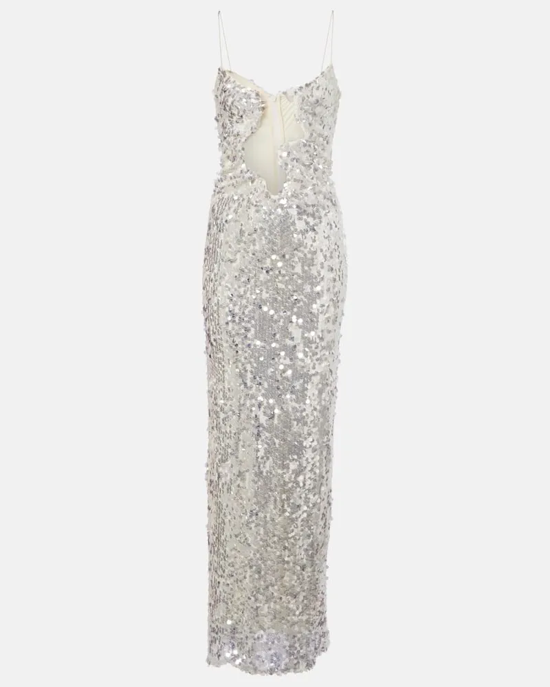 Christopher Esber Robe Salacia mit Pailletten Silber