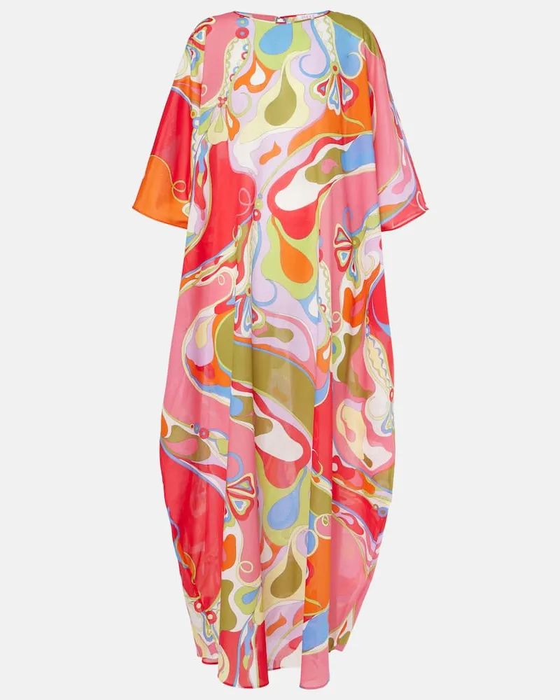 Emilio Pucci Kaftan Orchidee aus Baumwollmusselin Multicolor