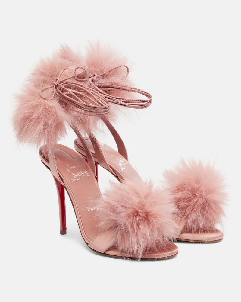 Christian Louboutin Sandalen Patapompom 100 aus Satin Pink