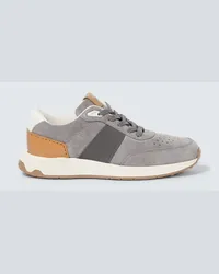 TOD'S Sneakers aus Veloursleder mit Leder Multicolor