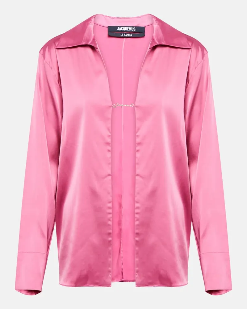 Jacquemus Hemd La Chemise Notte aus Satin Rosa