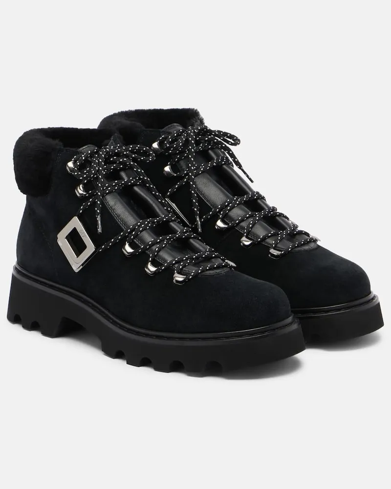 Roger Vivier Schnürstiefel Viv' Rangers aus Veloursleder Schwarz