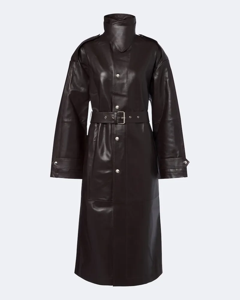 Victoria Beckham Trenchcoat aus Leder Burgunderrot