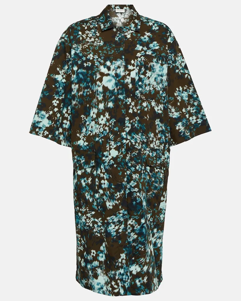 Dries van Noten Hemdblusenkleid aus Baumwollpopeline Multicolor