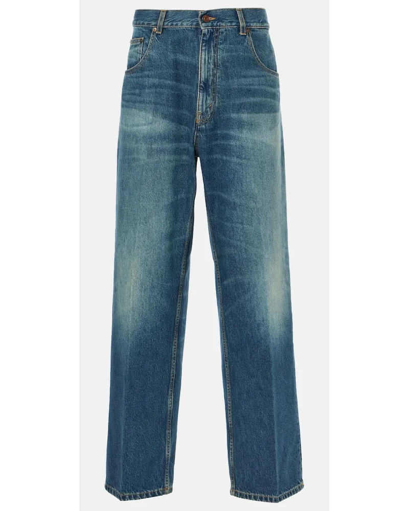 Victoria Beckham Low-Rise Straight Jeans Blau