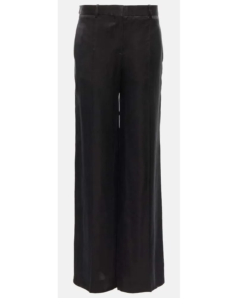 The Row Low-Rise-Hose Bany aus Satin Schwarz